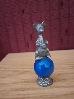 Pewter Kangaroo on Blue Orb Statue